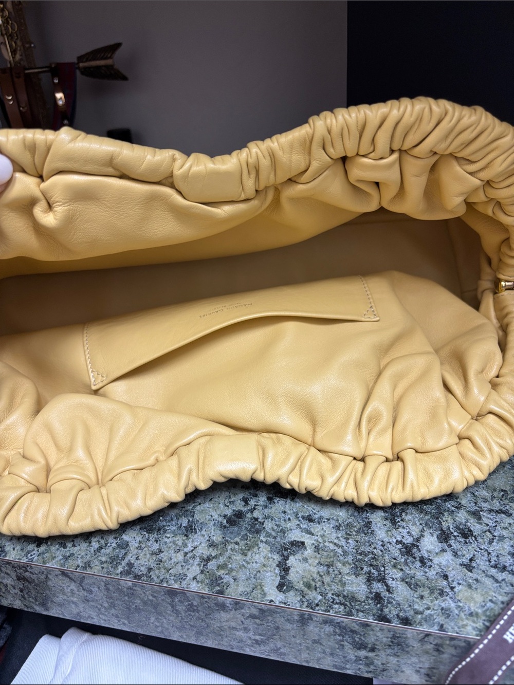 Mansur Gavriel Mustard Yellow Leather Cloud Clutch - Picture 9 of 10